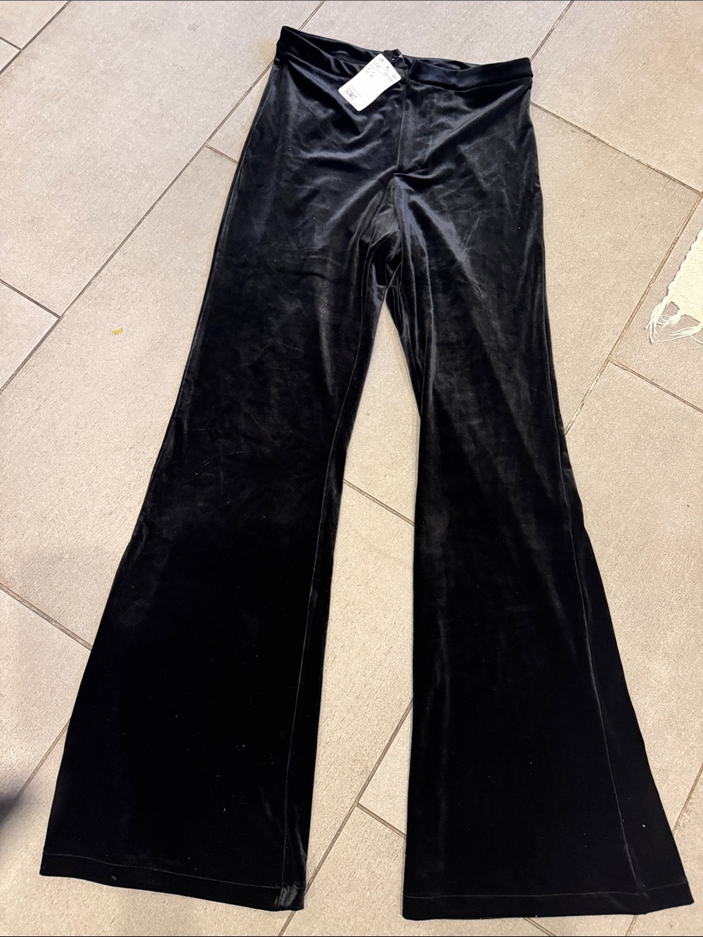 H&M Black Velvet Stretch Flared Leggings SZ 8 NWT